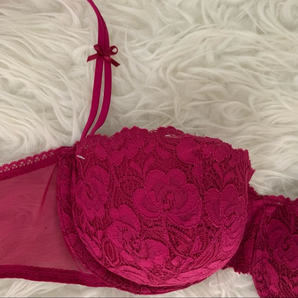 pink fuchsia lace Balconet bra by Maidenform, Sz 36C - Picture 3 of 13